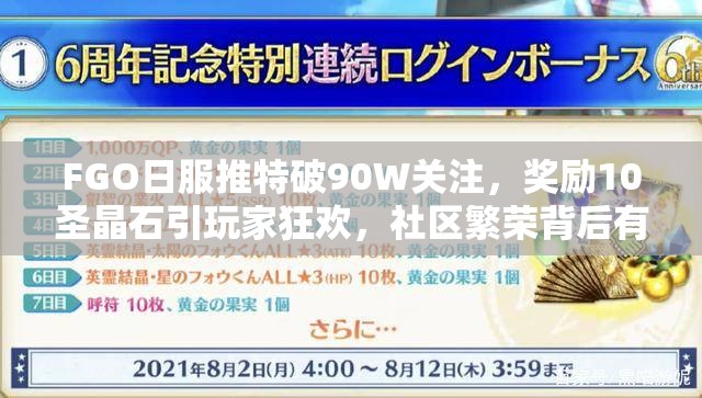 FGO日服推特破90W關(guān)注，獎勵10圣晶石引玩家狂歡，社區(qū)繁榮背后有何秘密？