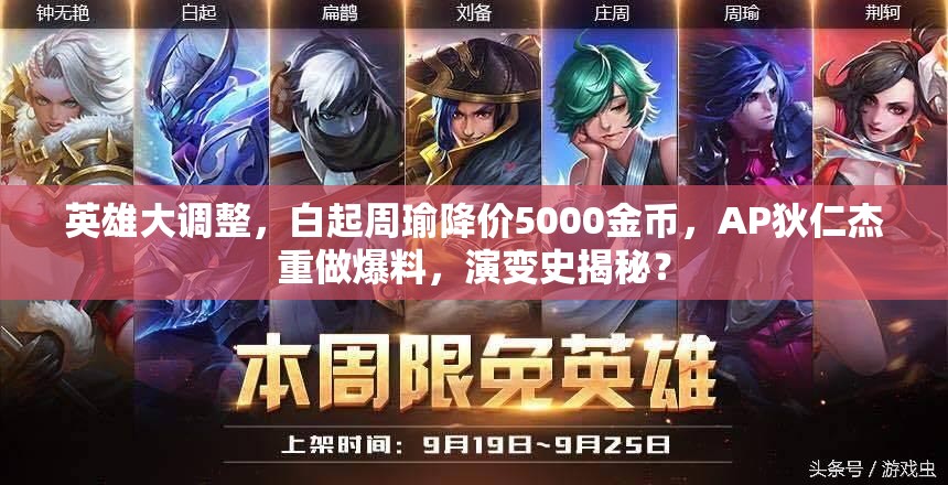 英雄大調(diào)整，白起周瑜降價5000金幣，AP狄仁杰重做爆料，演變史揭秘？