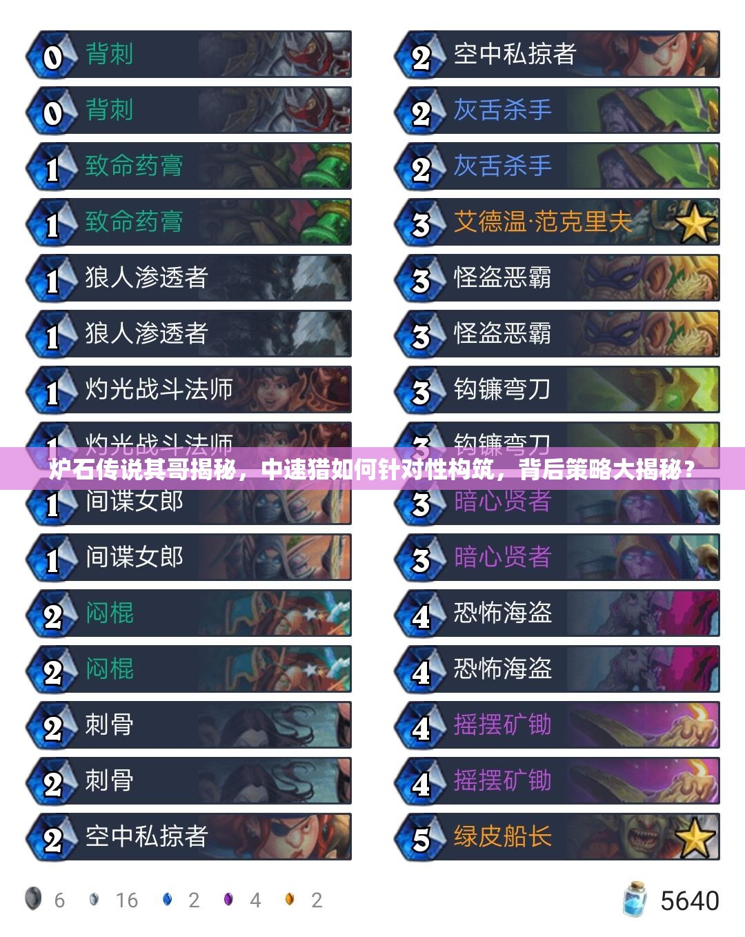 爐石傳說其哥揭秘，中速獵如何針對性構(gòu)筑，背后策略大揭秘？