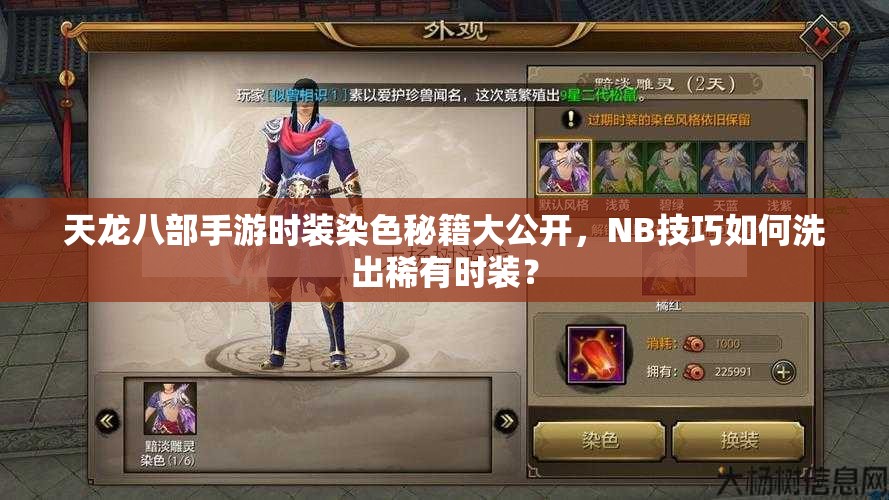 天龍八部手游時(shí)裝染色秘籍大公開(kāi)，NB技巧如何洗出稀有時(shí)裝？