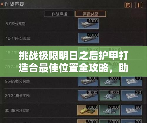 挑戰(zhàn)極限明日之后護(hù)甲打造臺(tái)最佳位置全攻略，助你輕松制霸生存戰(zhàn)場(chǎng)